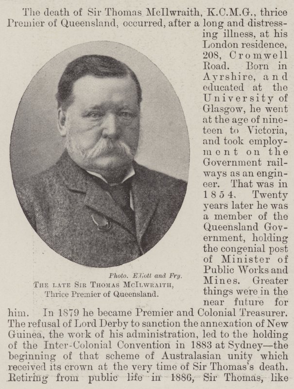 Il defunto Sir Thomas McIlwraith, tre volte Premier del Queensland da English Photographer