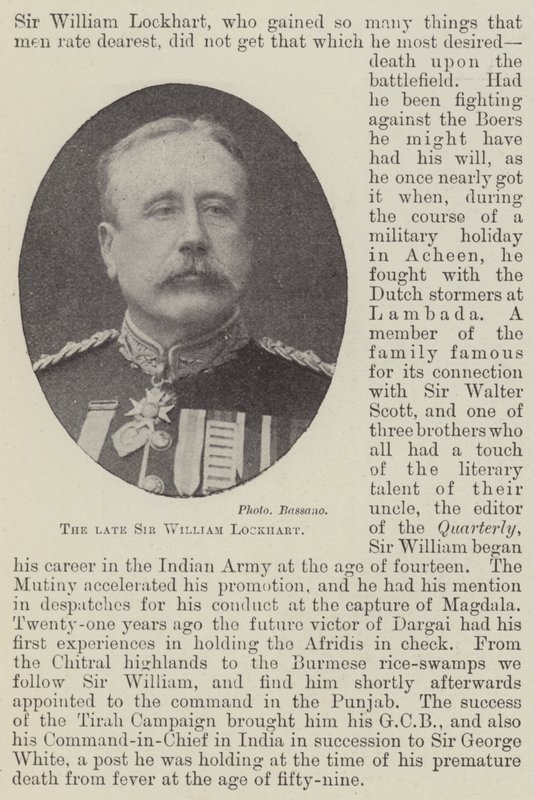 Il defunto Sir William Lockhart da English Photographer