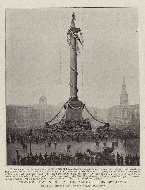 Giorno di Trafalgar a Londra, la Colonna di Nelson decorata da English Photographer
