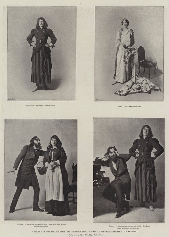 Trilby sul Palcoscenico Inglese, Mr Beerbohm Tree come Svengali e Miss Dorothea Baird come Trilby da English Photographer