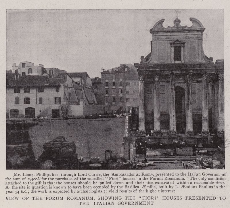 Vista del Foro Romano, mostrando le case Fiori presentate al governo italiano da English Photographer