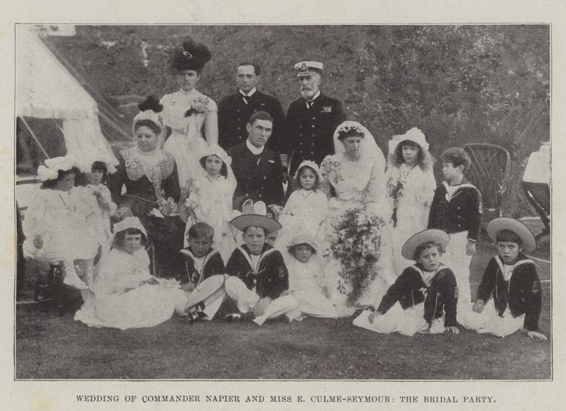 Matrimonio del comandante Napier e Miss E Culme-Seymour, il gruppo nuziale da English Photographer