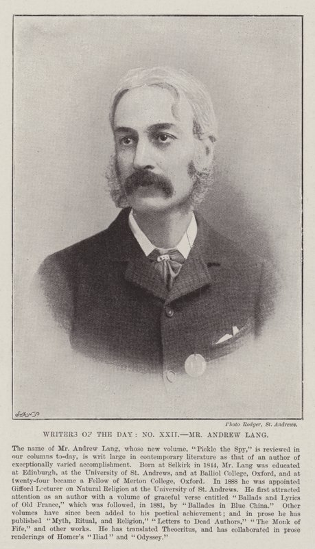 Scrittori del giorno, Mr Andrew Lang da English Photographer