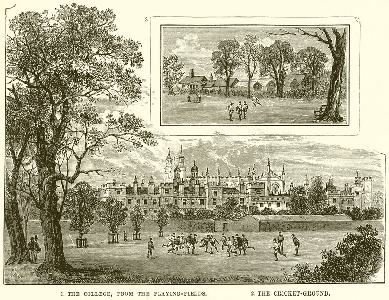 1. Il collegio, dai campi da gioco. 2. Il campo da cricket da English School