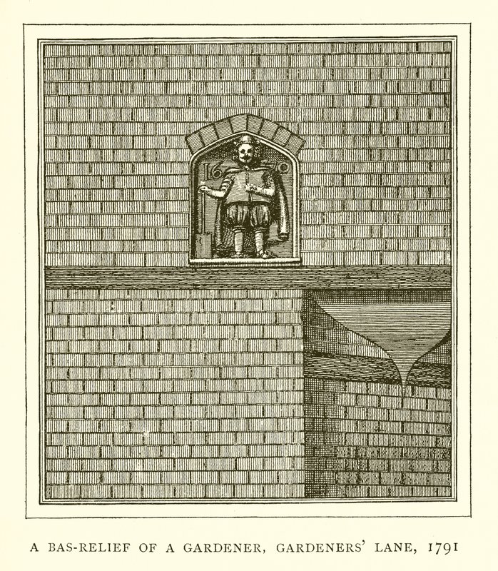 Un bassorilievo di un giardiniere, Gardeners Lane, 1791 da English School