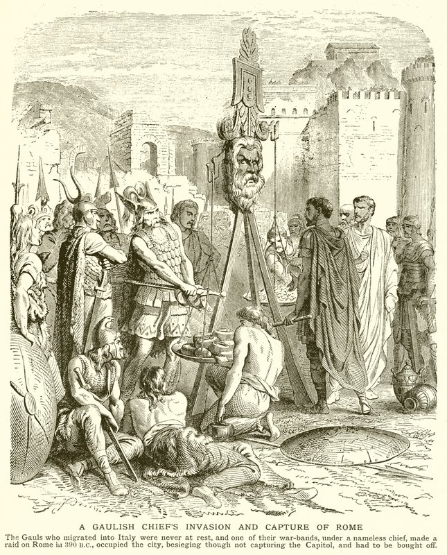 Invasione e cattura di Roma da parte di un capo gallico da English School