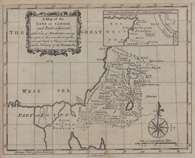 Carta della Terra di Canaan e delle parti adiacenti al tempo in cui Abramo venne a soggiornarvi, con l