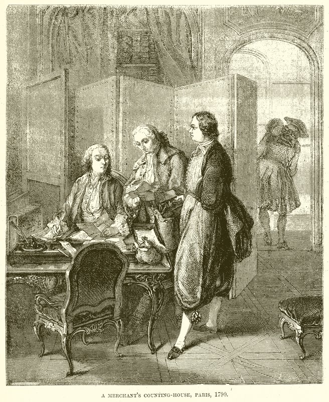 Un Ufficio di Contabilità a Parigi, 1790 da English School