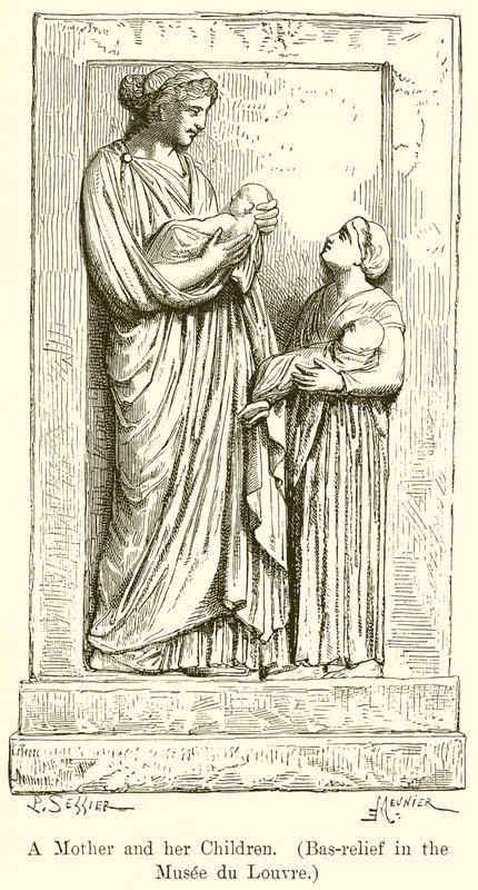Una madre e i suoi figli (Bassorilievo nel Museo del Louvre) da English School