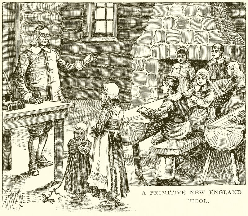 Una scuola primitiva del New England da English School