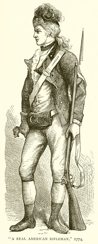 Un vero fuciliere americano, 1774 da English School
