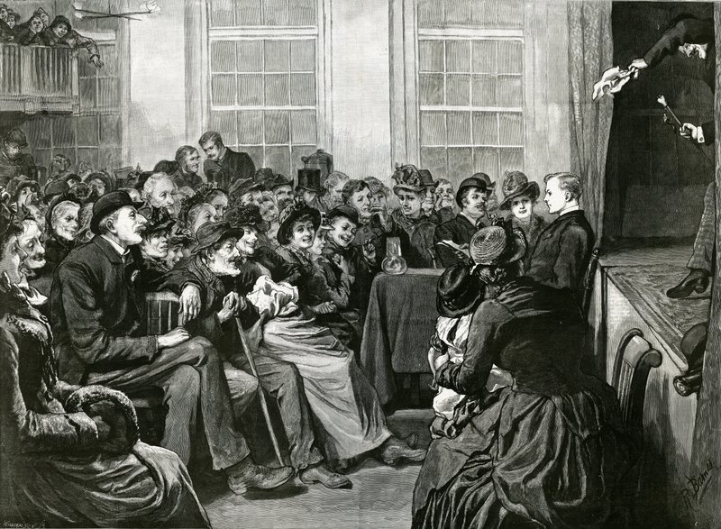 Intrattenimento del sabato sera per i poveri, St Albans Hall, Baldwins Gardens, Holborn da English School