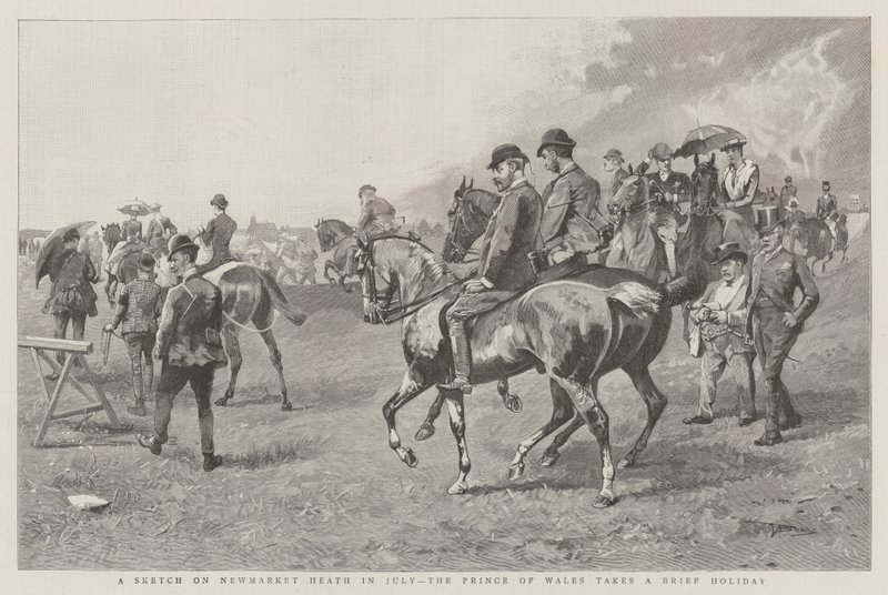 Uno schizzo su Newmarket Heath a luglio, il Principe di Galles si prende una breve vacanza da English School