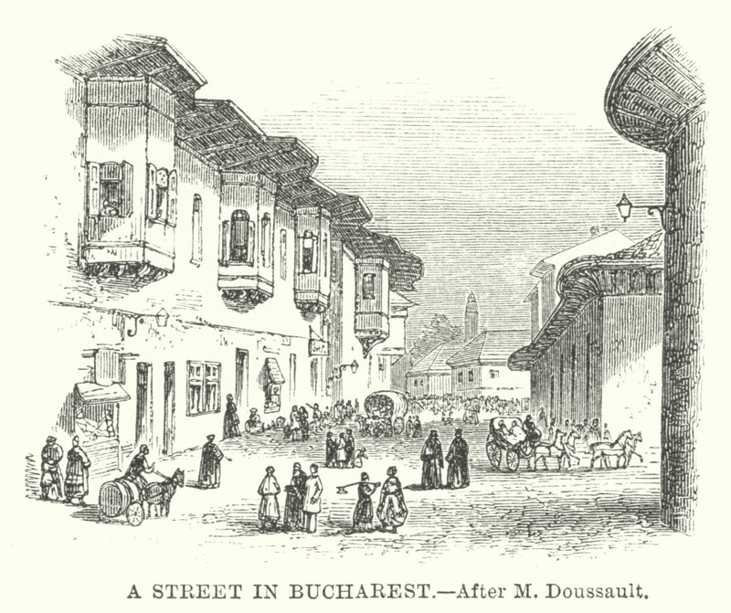 Una strada di Bucarest (incisione) da English School