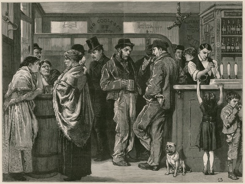 Un Pomeriggio di Domenica in un Gin Palace, disegnato dal vivo da English School
