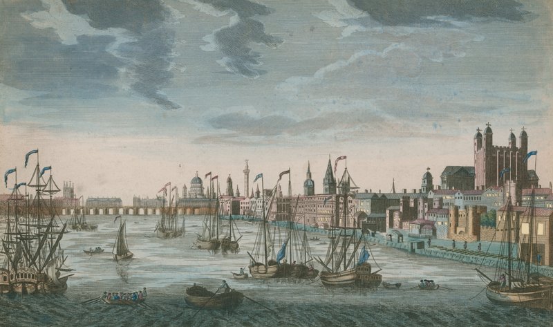 Vista generale delle imbarcazioni a vela sulle acque del fiume Tamigi da English School