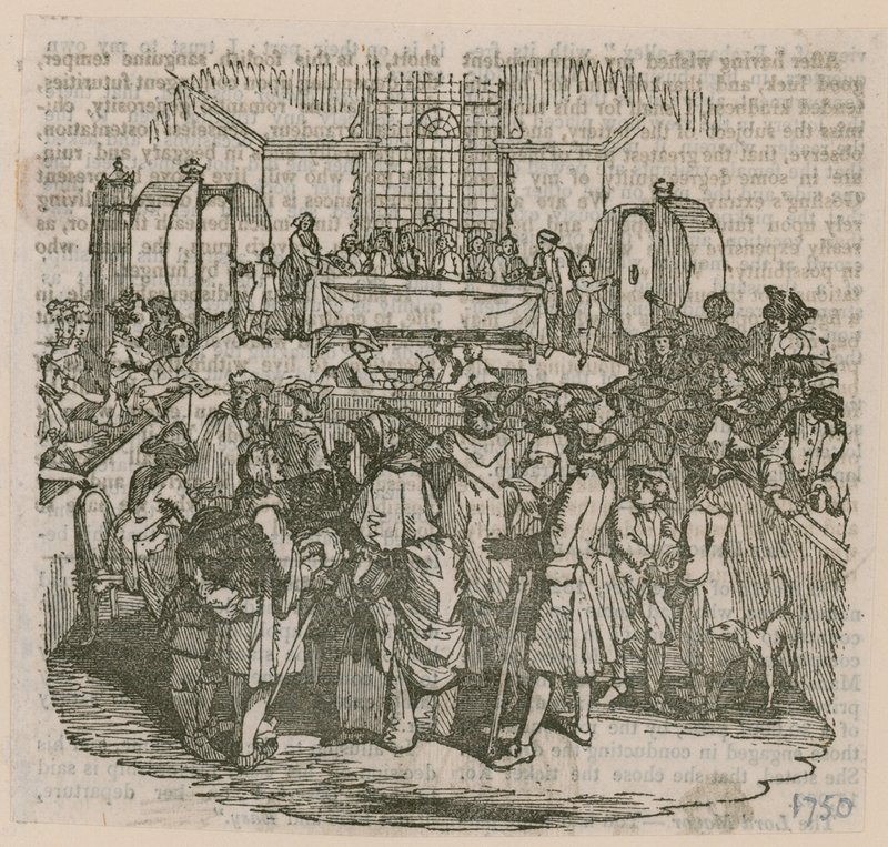 Una lotteria; datata 1750 da English School