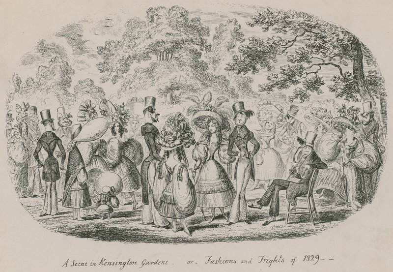 Una scena nei Giardini di Kensington o Mode e Paure del 1829 da English School