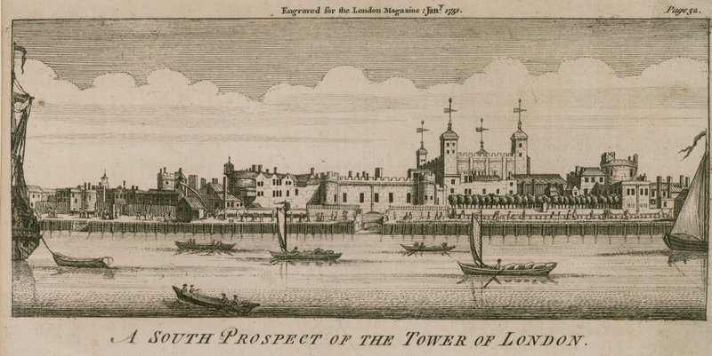 Una prospettiva sud della Torre di Londra da English School
