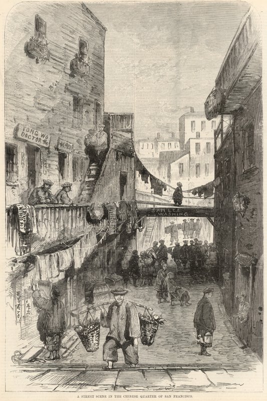 Una scena di strada nel quartiere cinese di San Francisco da English School