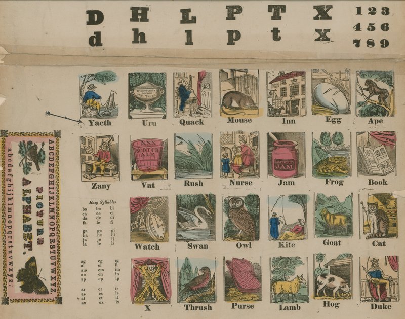 Alfabeto dalla A alla Z, circa 1800 da English School