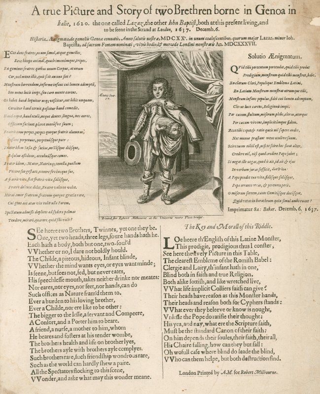 Un vero quadro e storia di due fratelli nati a Genova in Italia, 1620 da English School