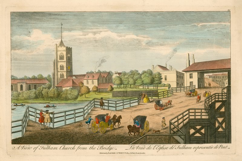 Veduta della Chiesa di Fulham dal Ponte da English School