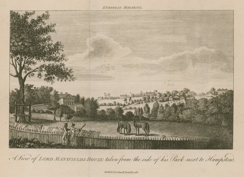 Veduta della Casa di Lord Mansfield presa dal lato del suo parco vicino a Hampstead da English School