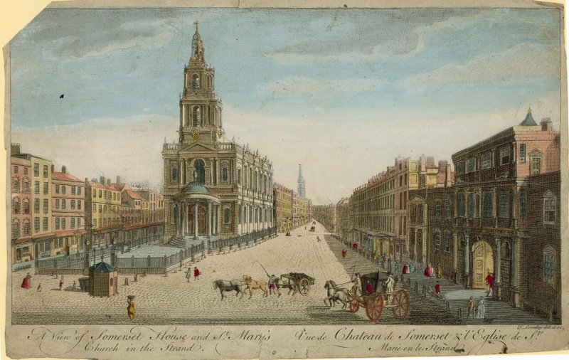 Veduta di Somerset House e della Chiesa di St Mary sullo Strand da English School