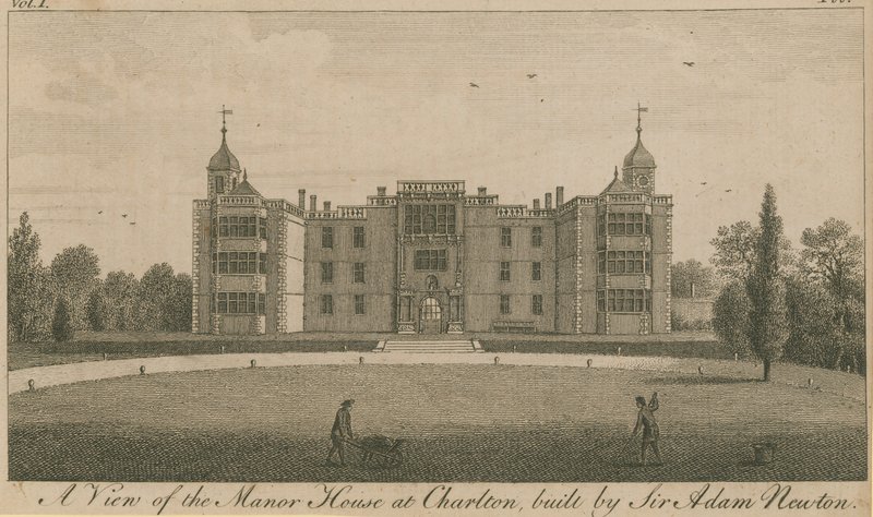 Una vista della Manor House a Charlton, costruita da Sir Adam Newton da English School