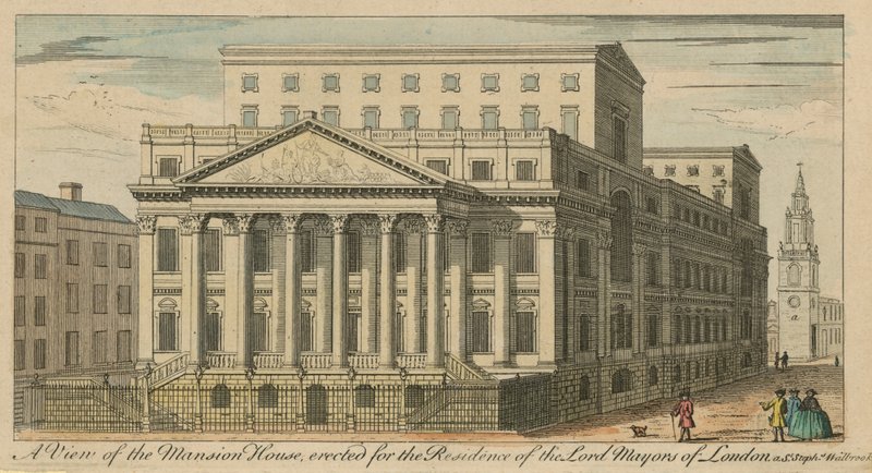 Una vista della Mansion House, eretta per la residenza dei Sindaci di Londra da English School