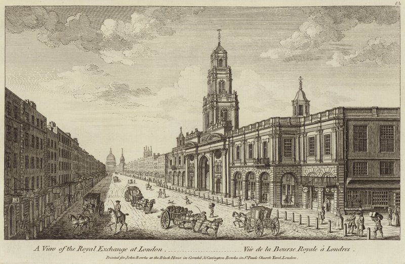 Una vista della Royal Exchange a Londra da English School