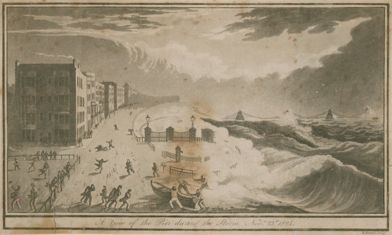 Veduta del molo durante la tempesta a Brighton da English School
