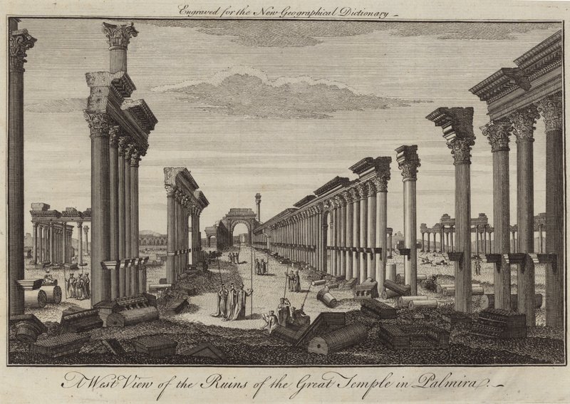 Vista occidentale delle rovine del Grande Tempio a Palmira da English School