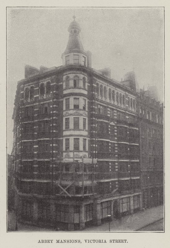 Abbey Mansions, Victoria Street (incisione) da English School