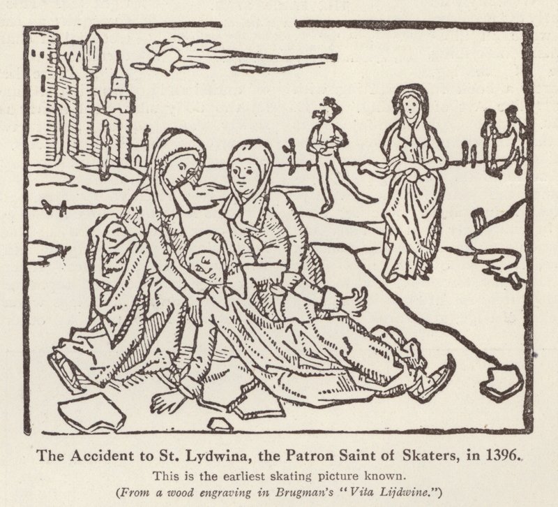 Incidente a Santa Lydwina, patrona dei pattinatori, nel 1396 da English School