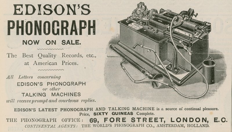 Pubblicità per il fonografo di Edison da English School