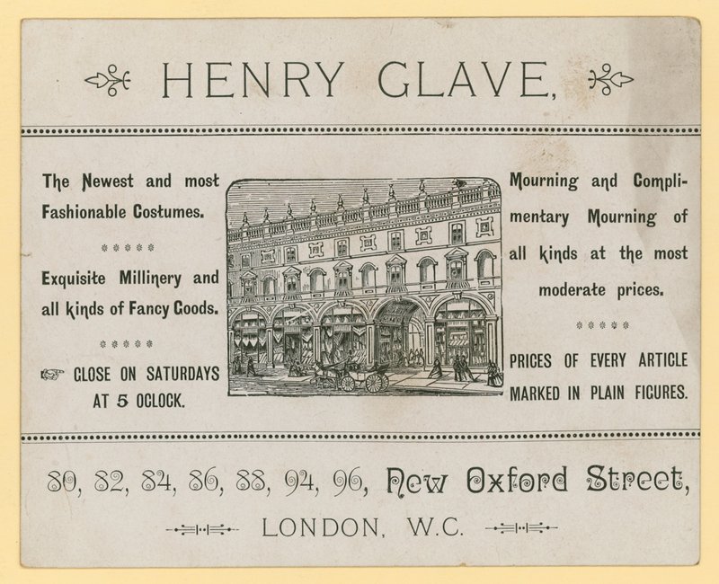 Pubblicità per Henry Glave, New Oxford Street, Londra da English School