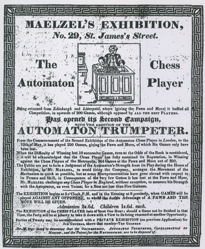 Pubblicità per la Mostra di Maelzel, 29 St Jamess Street da English School