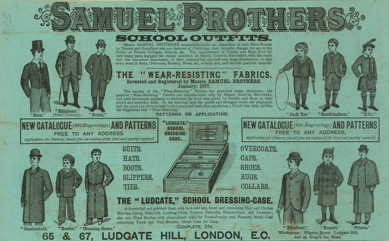 Pubblicità per Samuel Brothers, Ludgate Hill, Londra da English School