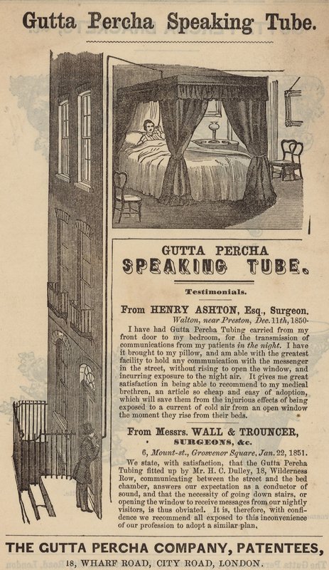 Pubblicità per il tubo parlante Gutta Percha da English School