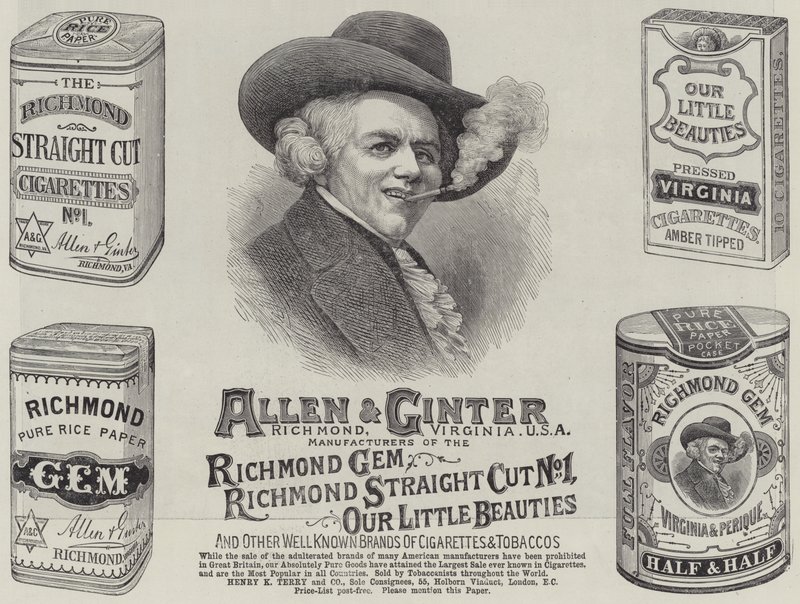 Pubblicità, Allen and Ginter (incisione) da English School