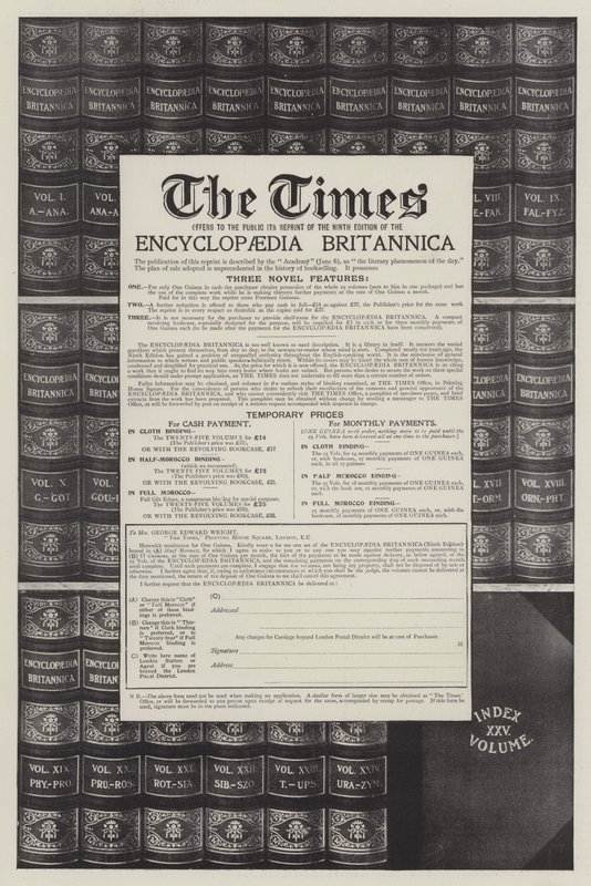 Pubblicità, Enciclopedia Britannica (incisione) da English School