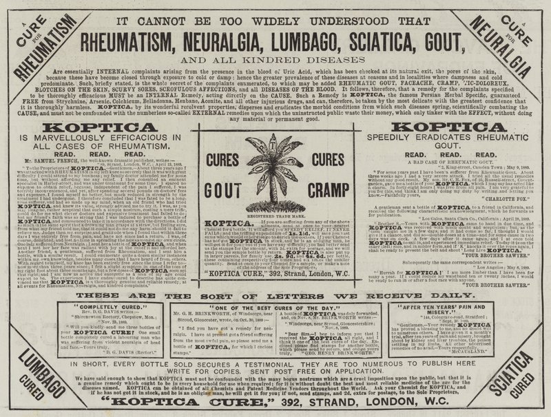 Pubblicità, Koptica Cure (incisione) da English School
