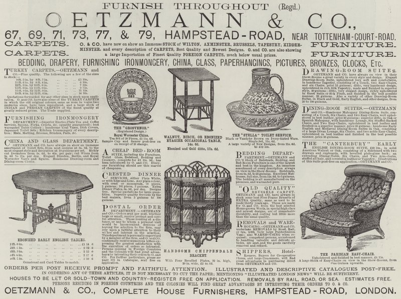 Pubblicità, Oetzmann and Company (incisione) da English School