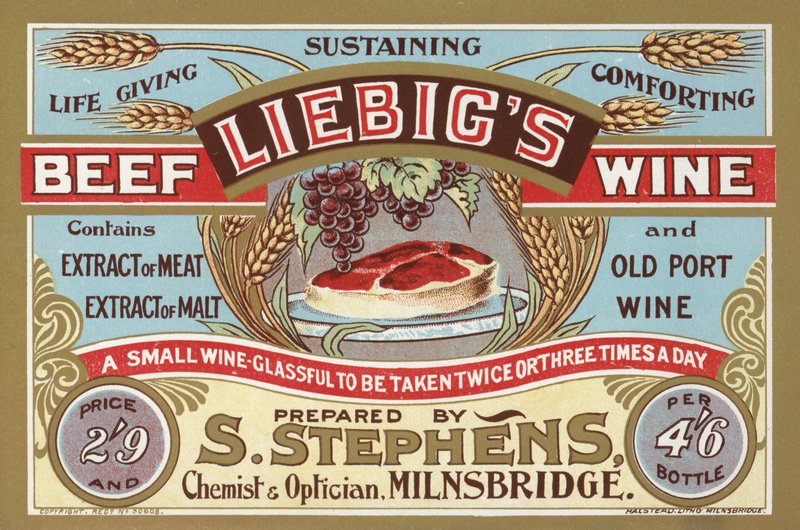 Pubblicità per il vino di manzo Liebigs da English School