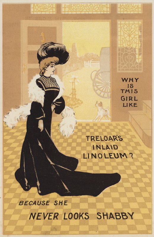 Pubblicità per il linoleum intarsiato Treloars da English School