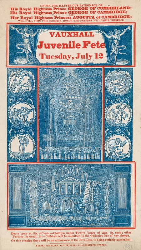 Annuncio per la festa giovanile ai Vauxhall Gardens, Londra da English School