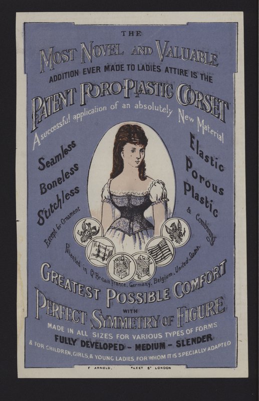 Pubblicità per il corsetto brevettato Poro-Plastic da English School