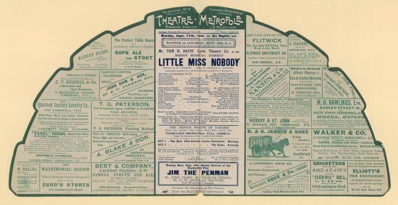 Volantino pubblicitario per il Theatre Metropole, Peckham, Londra da English School